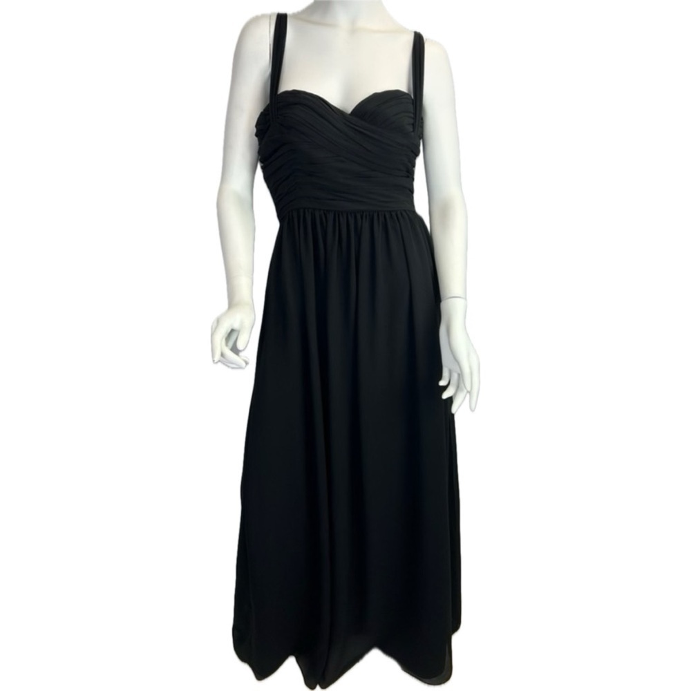 Bill Levkoff Black Bodice Strappy Formal Long Black Sleeveless Gown Size…